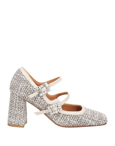 Nicole Bonnet Paris Woman Pumps Light Grey Size 8 Textile Fibers, Leather