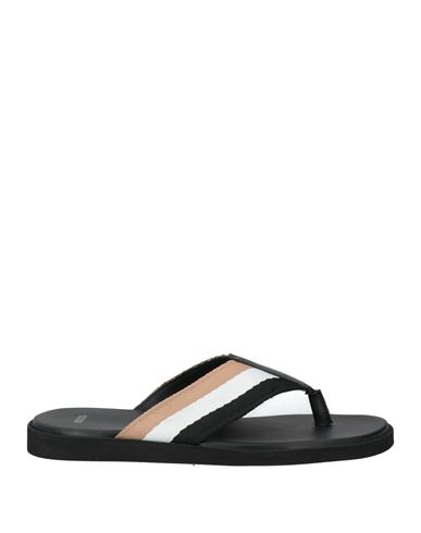 Hugo Boss Boss Man Thong Sandal Black Size 9 Textile Fibers, Leather In Black