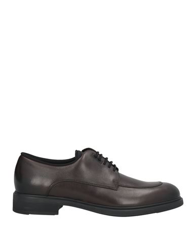 Hugo Boss Boss Man Lace-up Shoes Dark Brown Size 8 Leather, Textile Fibers In Brown