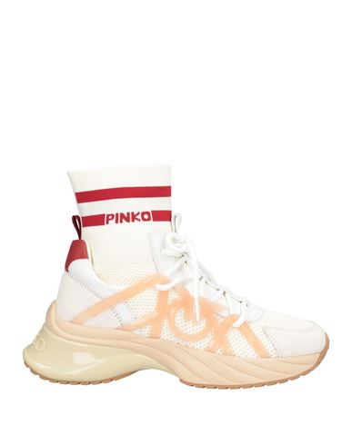 Pinko Woman Sneakers Cream Size 8 Textile Fibers, Leather In White