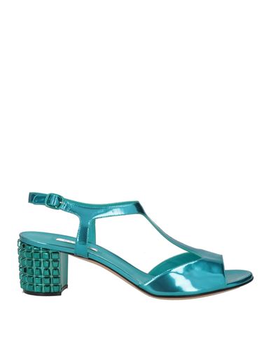 Casadei Woman Sandals Turquoise Size 6 Leather In Multi