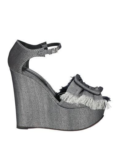 Casadei Woman Sandals Blue Size 8 Textile Fibers In Silver