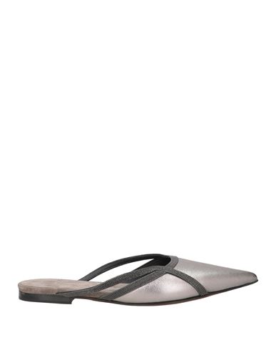 Brunello Cucinelli Woman Mules & Clogs Silver Size 9 Leather