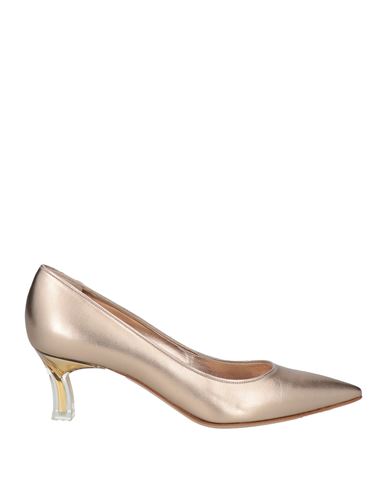 Casadei Woman Pumps Platinum Size 8 Leather In Gold