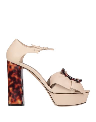 Casadei Woman Sandals Beige Size 6 Leather In Neutral