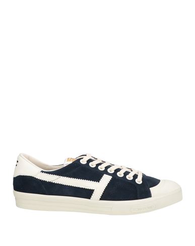 Tom Ford Man Sneakers Midnight Blue Size 9 Leather In Black