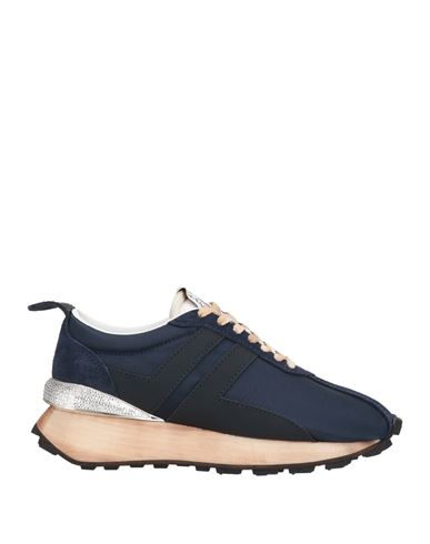 Lanvin Woman Sneakers Midnight Blue Size 7 Leather, Textile Fibers In Blue