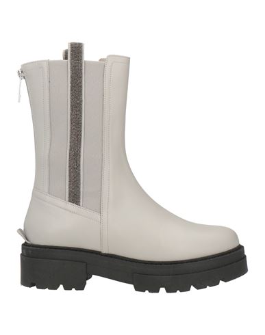 Fabiana Filippi Woman Ankle Boots Light Grey Size 10 Leather In Gray