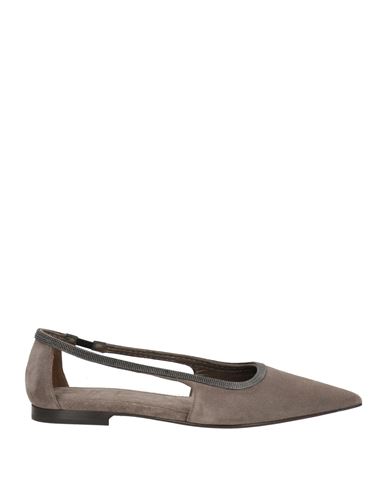 Brunello Cucinelli Woman Ballet Flats Grey Size 8 Leather In Gray
