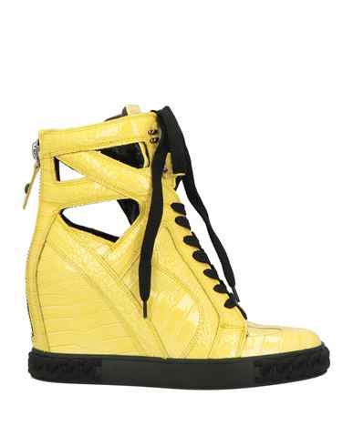 Casadei Woman Sneakers Yellow Size 8 Leather In Yellow