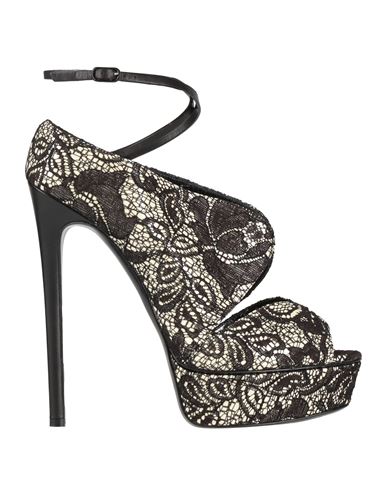 Casadei Woman Pumps Black Size 10 Textile Fibers In Multi