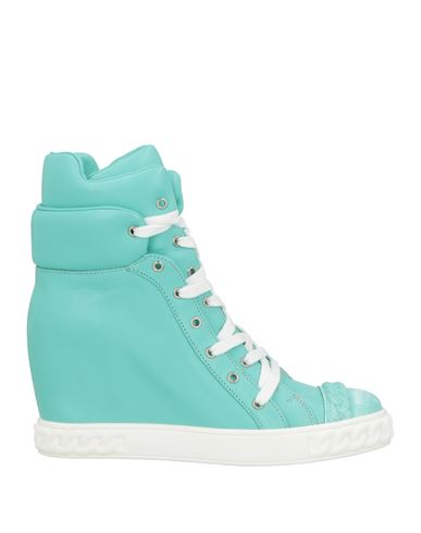 Casadei Woman Sneakers Turquoise Size 8 Leather In Blue