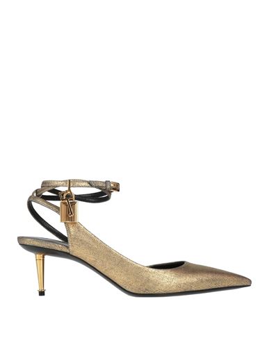 Tom Ford Woman Pumps Gold Size 7.5 Cotton, Steel, Zamak
