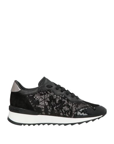 Casadei Woman Sneakers Black Size 10 Leather, Textile Fibers