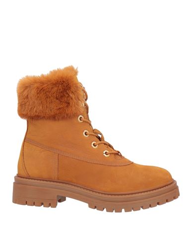 Geox Woman Ankle Boots Tan Size 6 Leather, Textile Fibers