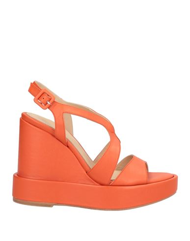 Paloma Barceló Woman Sandals Orange Size 8 Leather In Orange
