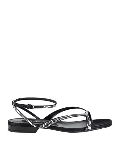 Sergio Rossi Woman Sandals Black Size 8 Leather, Textile Fibers In Black