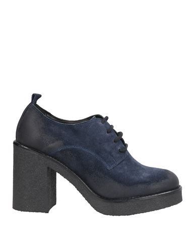 Barbara Brera Woman Lace-up Shoes Blue Size 8 Leather In Blue