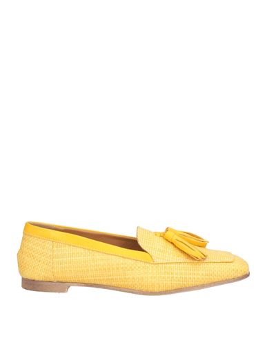 Elena Del Chio Woman Loafers Yellow Size 8 Textile Fibers In Yellow