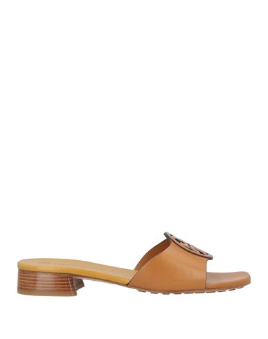Tory Burch Woman Sandals Camel Size 7.5 Calfskin In Brown
