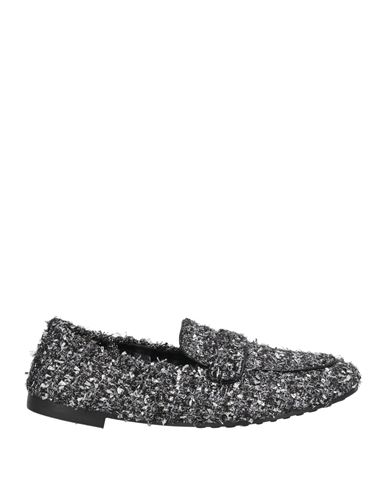 Tory Burch Woman Loafers Silver Size 6.5 Textile Fibers, Leather