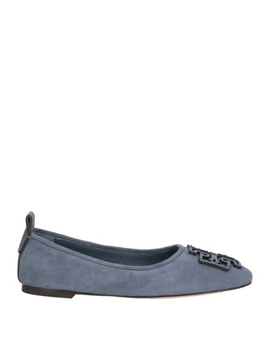 Tory Burch Woman Ballet Flats Slate Blue Size 8 Leather