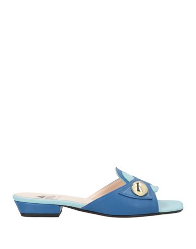Milù Milano Woman Sandals Blue Size 8 Leather In Blue