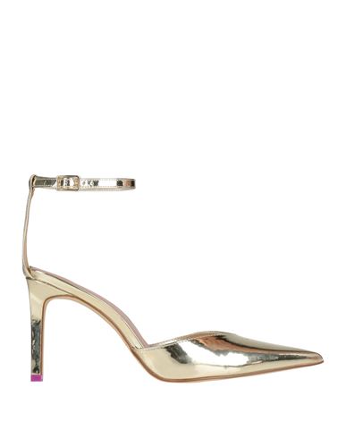 Fornarina Glam Woman Pumps Gold Size 5.5 Textile Fibers In Gold