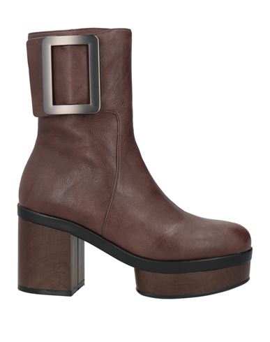 Noa Harmon Woman Ankle Boots Chocolate Brown Size 7 Textile Fibers In Brown