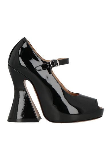 Maison Margiela Open-toe Patent Leather Pumps With Strap Heel 13 Cm In Black