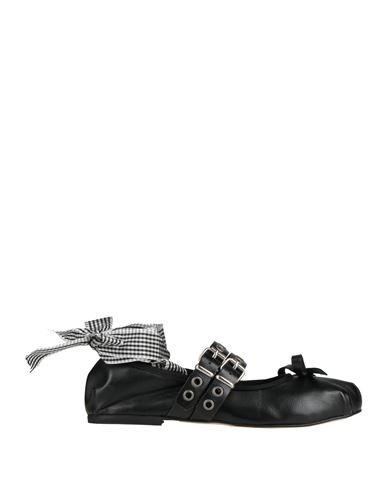 Divine Follie Woman Ballet Flats Black Size 8 Leather In Black