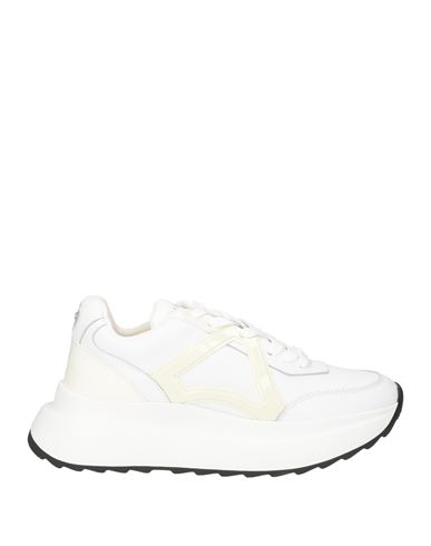 Apepazza Sport Woman Sneakers White Size 8 Leather, Textile Fibers