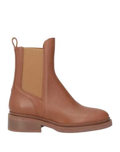 Lorenzo Mari Woman Ankle Boots Tan Size 8 Leather In Brown