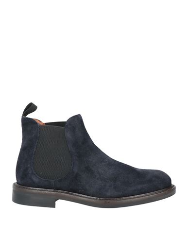 Frau Man Ankle Boots Midnight Blue Size 10 Leather, Elastic Fibres In Blue