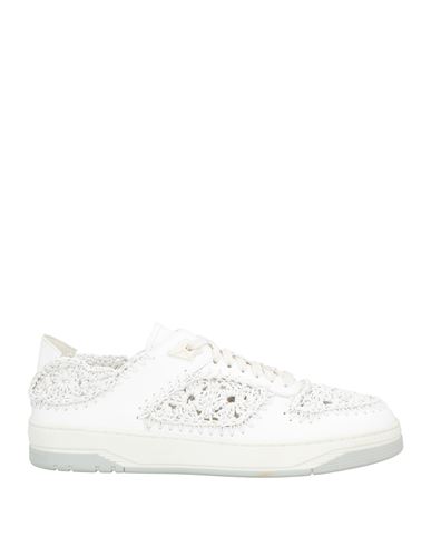 Santoni Man Sneakers White Size 8.5 Leather In White