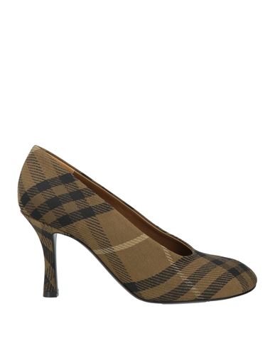 Burberry Tartan Patterned Canvas Pumps With Covered Heel 9cm In Green