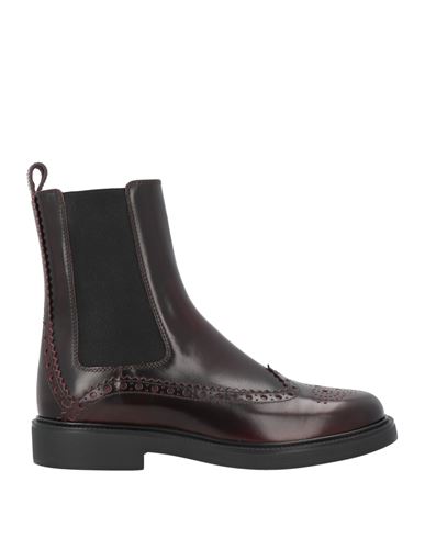 Tod's Woman Ankle Boots Burgundy Size 8 Leather In Brown