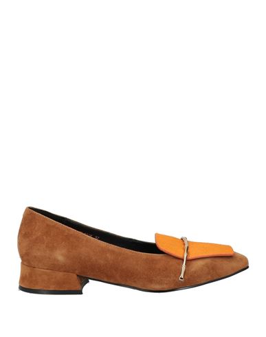 Luciano Barachini Elite Woman Loafers Camel Size 7 Leather In Brown