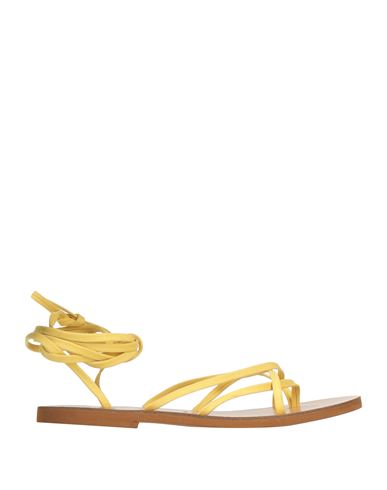 Stella D'otranto Woman Thong Sandal Yellow Size 8 Leather In Yellow