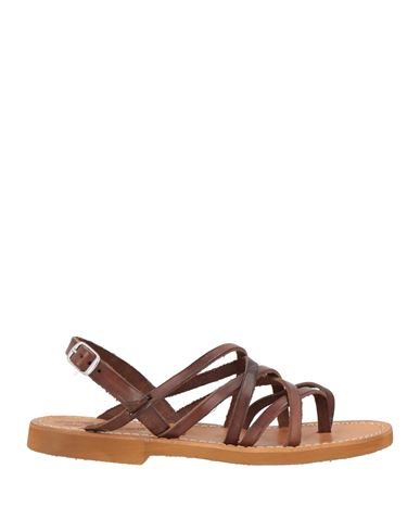Stella D'otranto Woman Thong Sandal Dark Brown Size 8 Cowhide In Brown