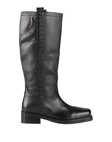Emanuélle Vee Woman Boot Black Size 8 Leather In Black