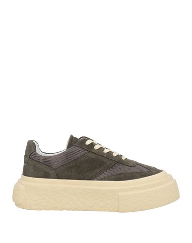 Mm6 Maison Margiela Man Sneakers Military Green Size 9 Leather, Textile Fibers In Brown