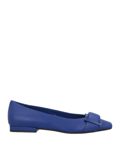 Sergio Rossi Woman Ballet Flats Bright Blue Size 6 Leather
