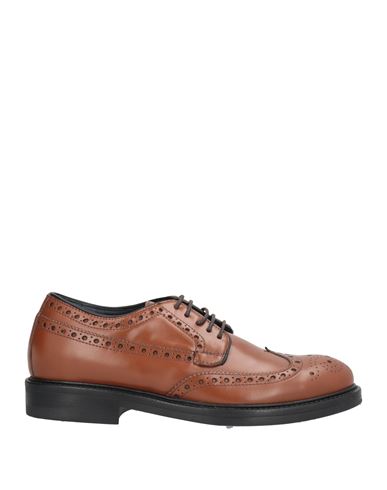 Seboy's Man Lace-up Shoes Tan Size 7 Leather In Brown