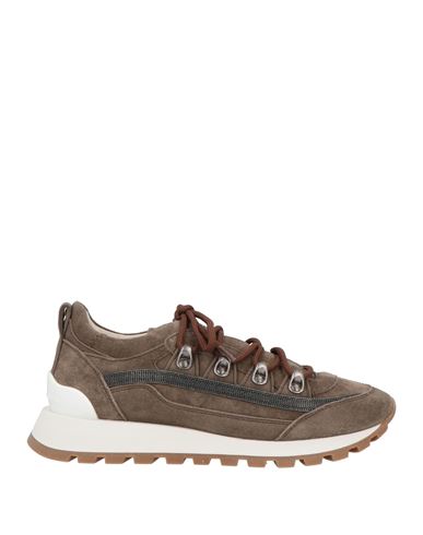 Brunello Cucinelli Woman Sneakers Taupe Size 8 Leather In Gray