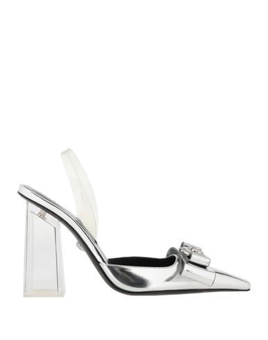 Versace Woman Pumps Silver Size 7.5 Calfskin, Plastic In Silver