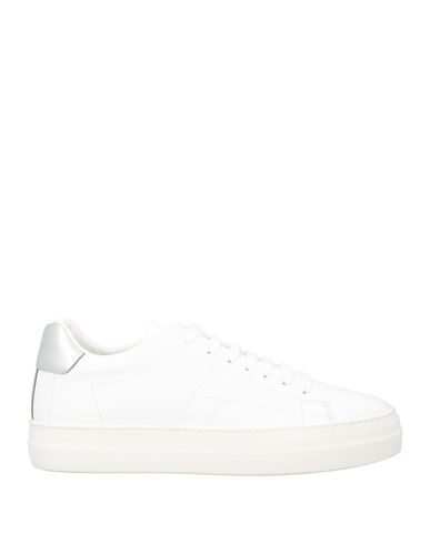 Emporio Armani Man Sneakers White Size 8.5 Leather, Textile Fibers In White