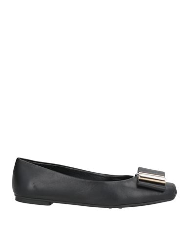 Ferragamo Vanna Vara Bow Ballet Flats In Calf Leather In Black