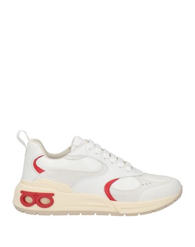 Ferragamo White Nappa Leather And Suede Cosimina Sneakers In White