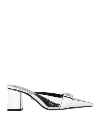 Versace Woman Mules & Clogs Silver Size 7 Leather In Silver